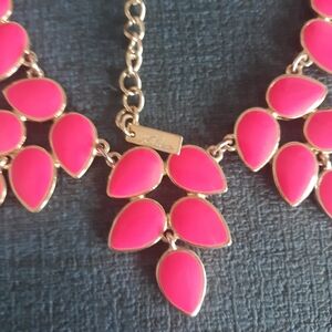 Mika Coral Leaves Statement necklace Signed Color Pop